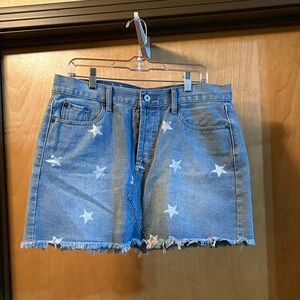 Umgee Denim Star-Patterned Women's Skirt; Size XL